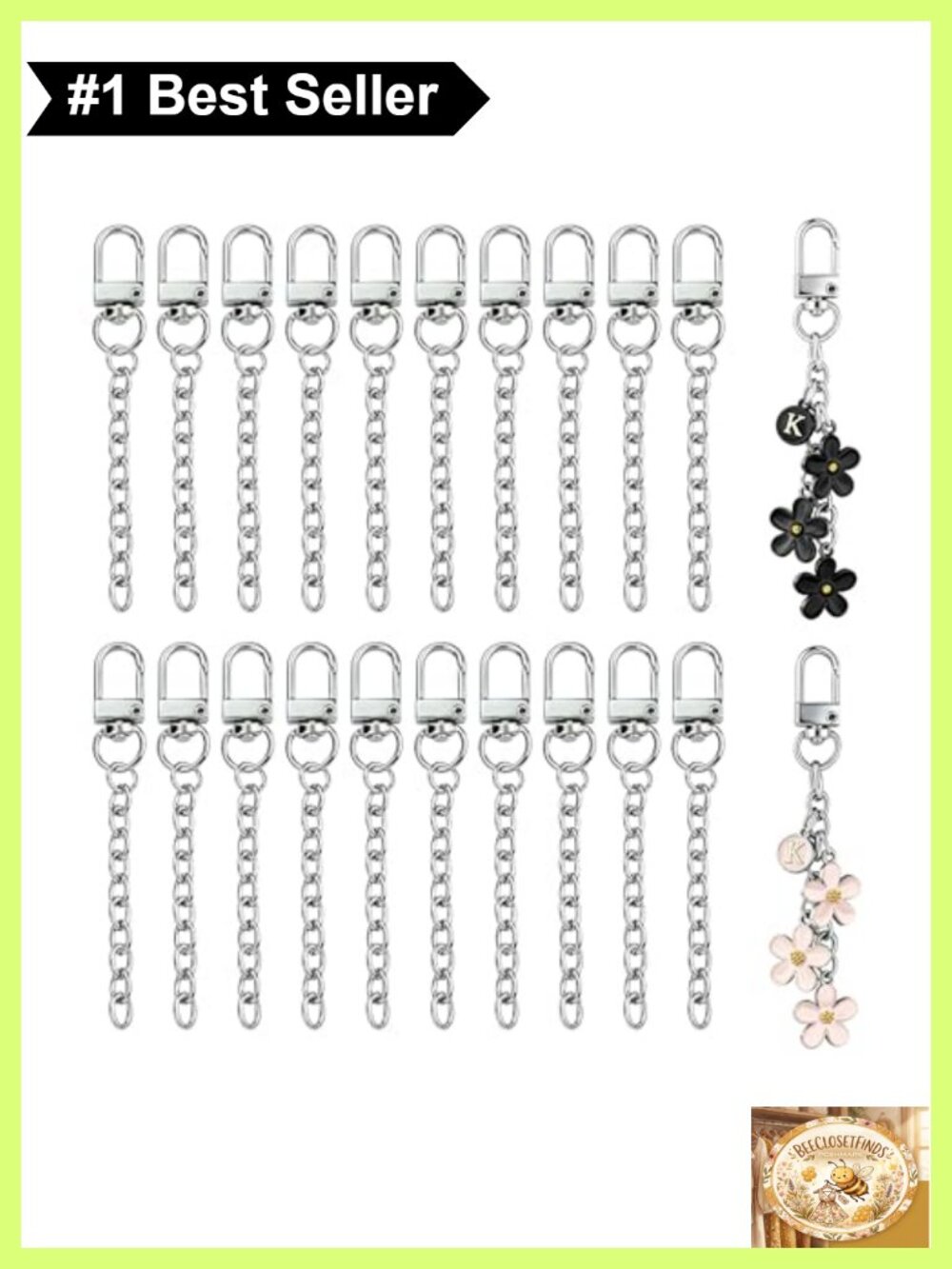 20 Pc Keychain Making Kit Extender Chains Lobster Claw Clasps DIY Craft Supplies